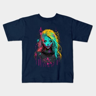 Cyberpunk Girl Smile Kids T-Shirt